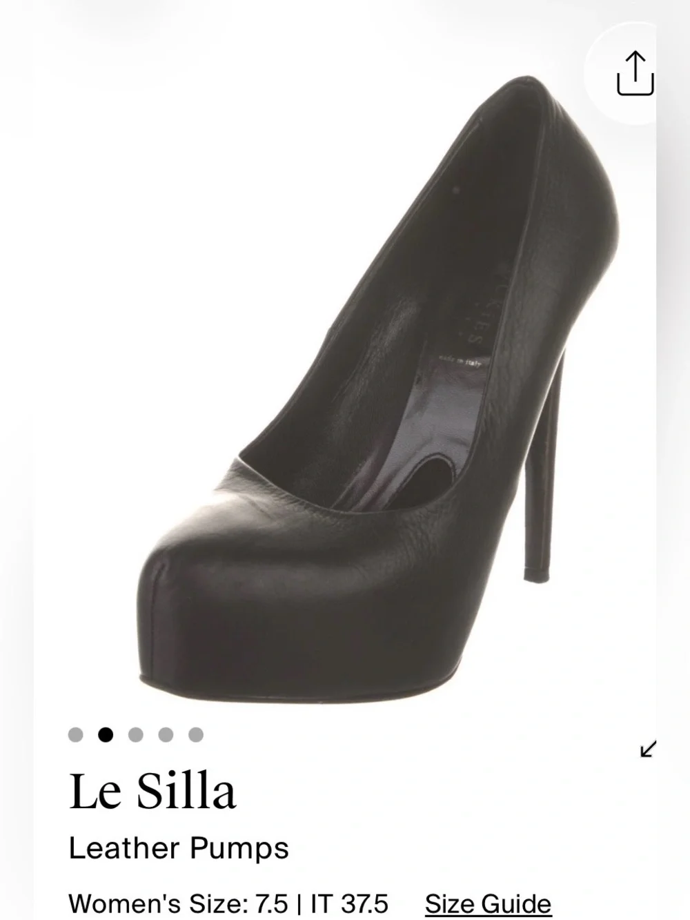 Le Silla Black Leather Platform Stiletto Pumps Size 37.5 / US 7.5 Made in Italy